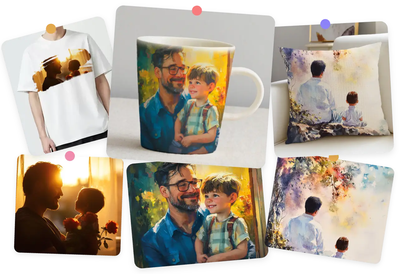 design fathers day gifts by printing ai generated images on products