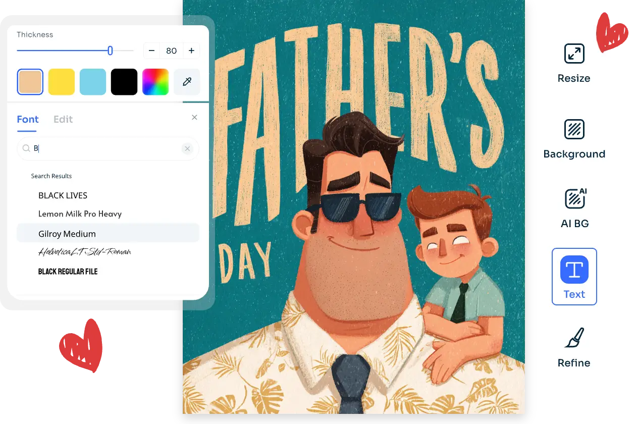 父の日カードにあなたの言葉やテキストをデザインする
