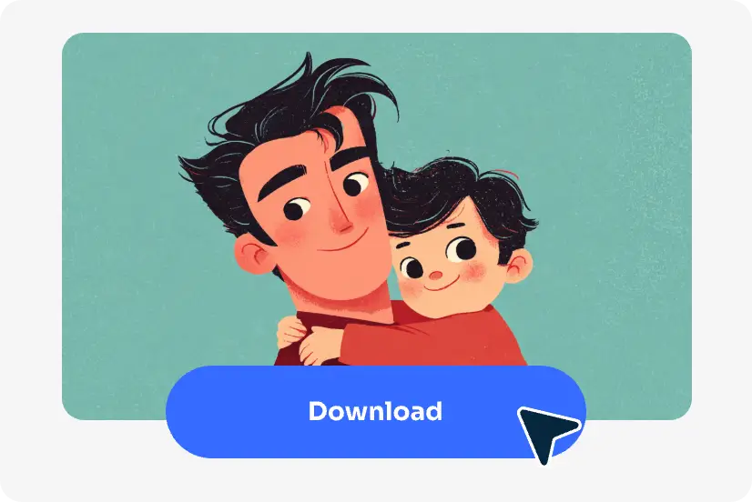 download the ai generated father and son anime card picture