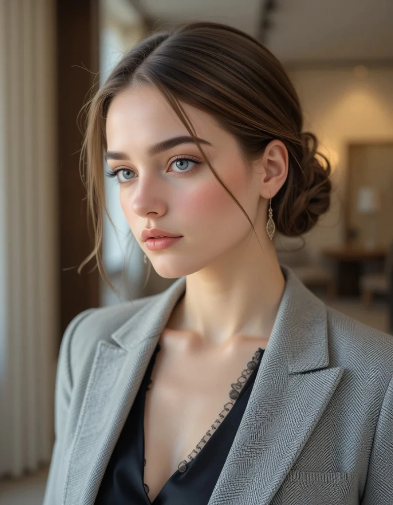 ロングヘアのための簡単でなめらかなお団子ヘアスタイル