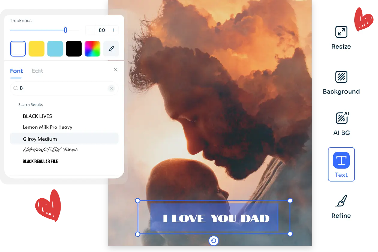 父の日の写真を高度な編集ツールでオンライン補正