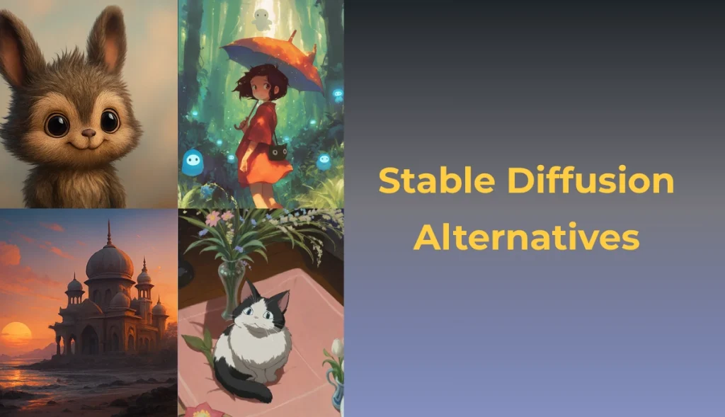 four pictures generated by ai ease on the banner image of stable diffusion alternatives