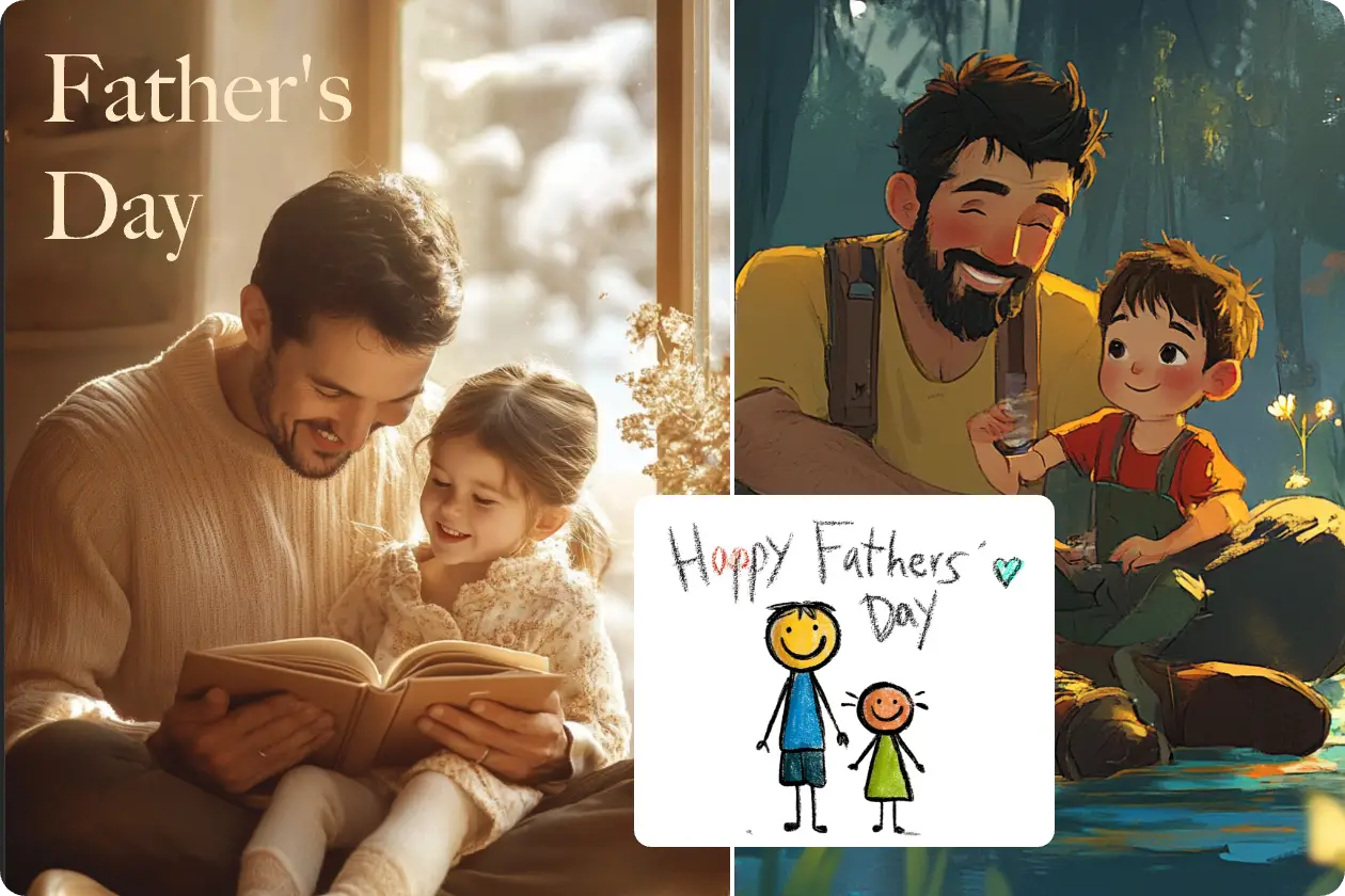 generate fathers day greeting cards in three styles with ai ease fathers day image generator