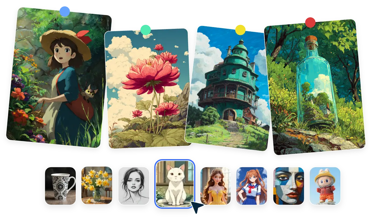 generate four ai images with same style in AI Ease