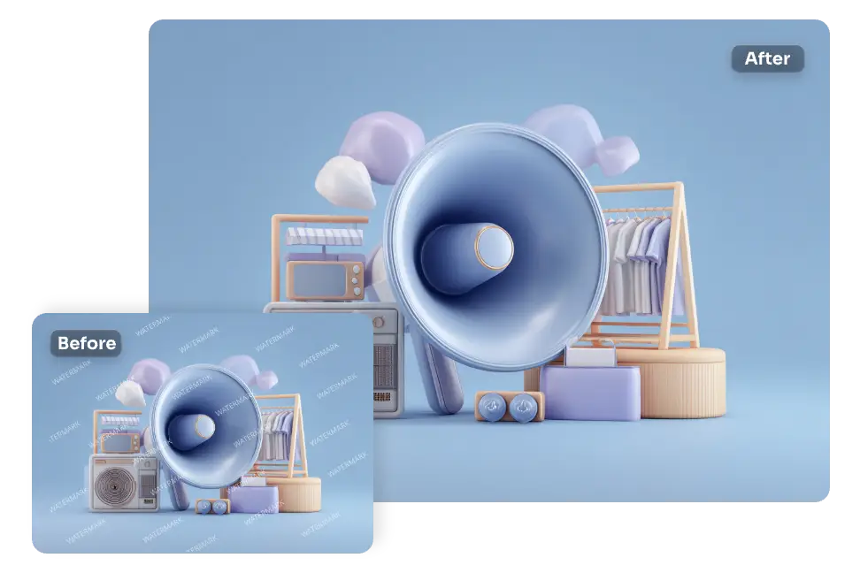 supprimer les filigranes en plein écran d'une image de matériel de marketing avec ai ease image cleaner