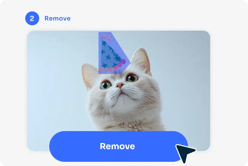 mark sticker area of a cat photo with our magic eraser