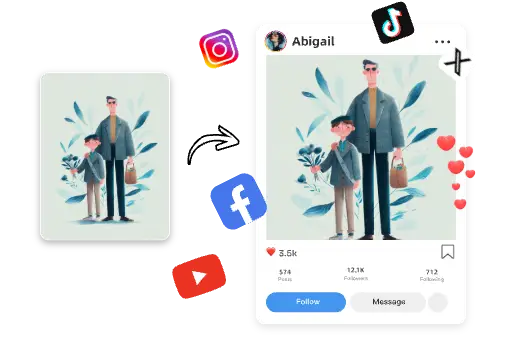 父の日カードのサイズを変更し、オンラインで共有する