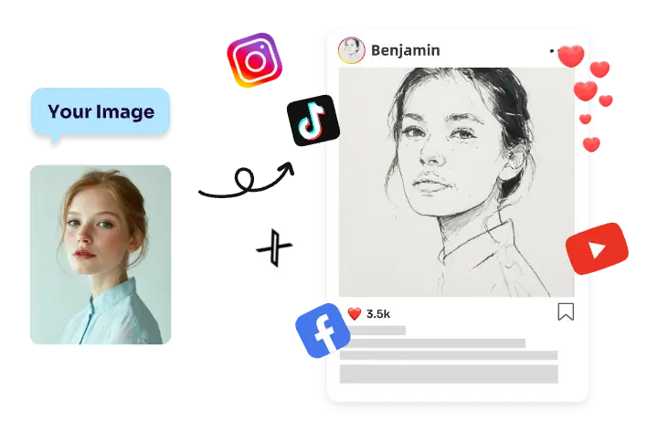 share a girl’s face sketch on social media