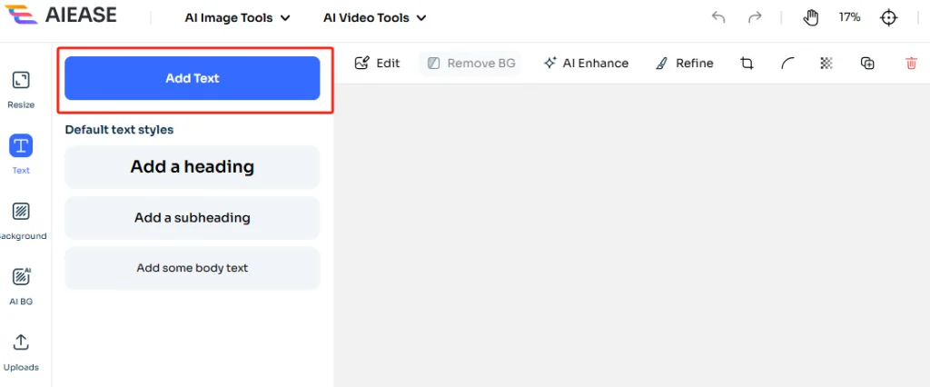 從 ai easy 介面點選新增文字