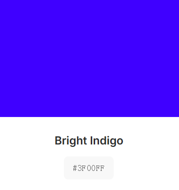 the bright indigo color and hex