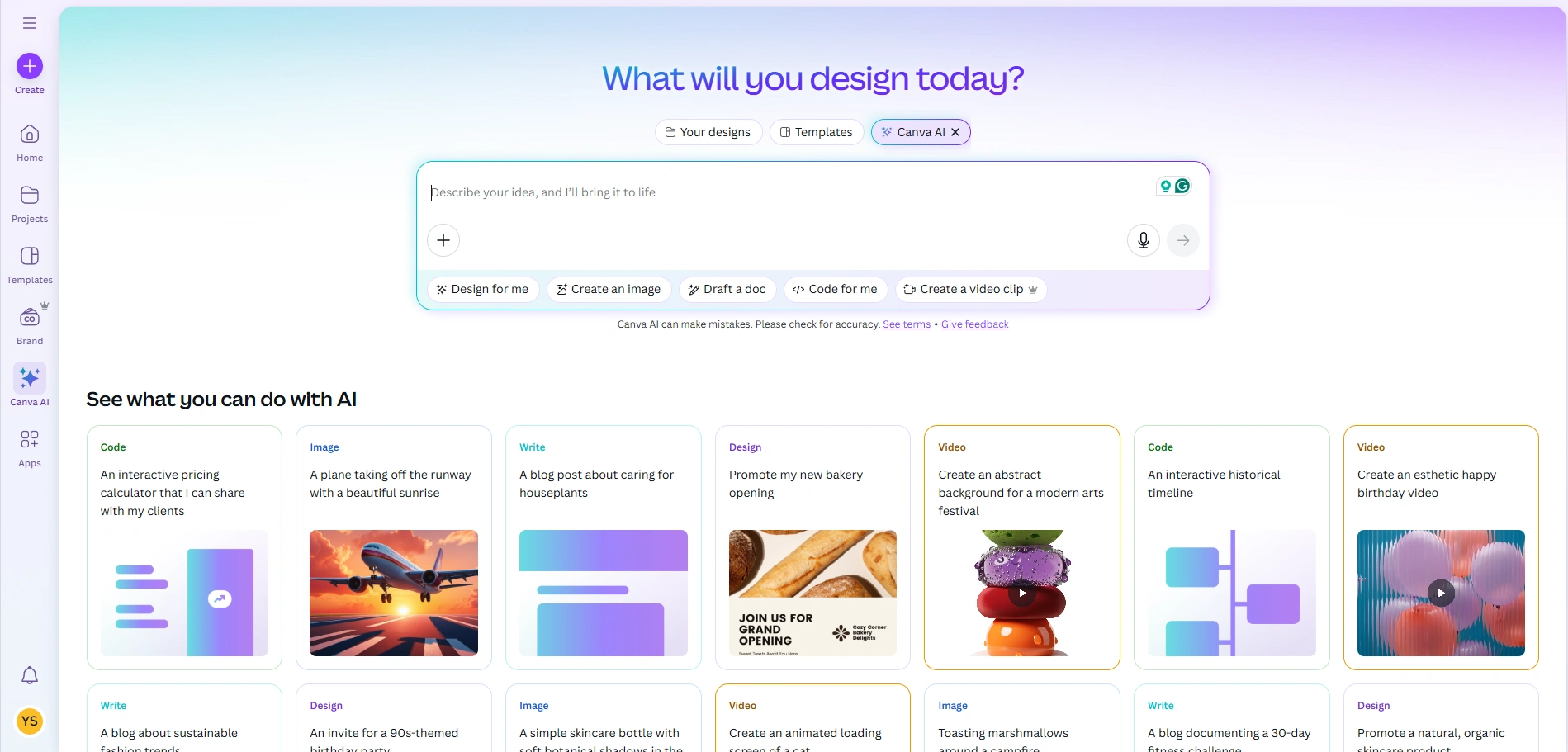 the interface of canva ai image generator as leonardo ai alternative