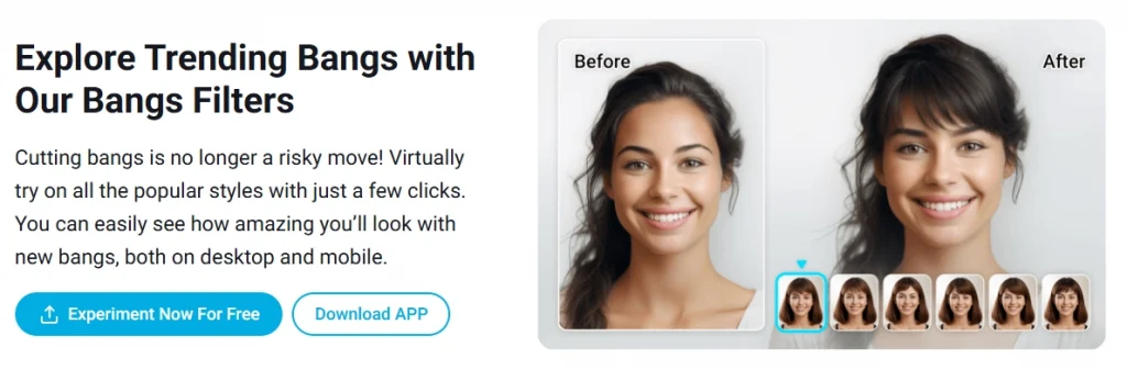 youcam前髪フィルターのインターフェイス