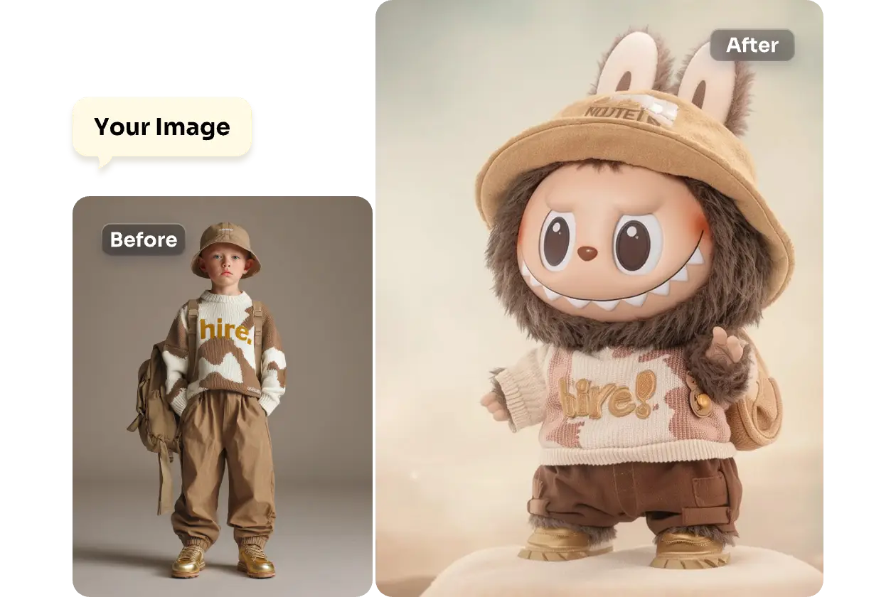 turn a picture into labubu doll character with labubu filter