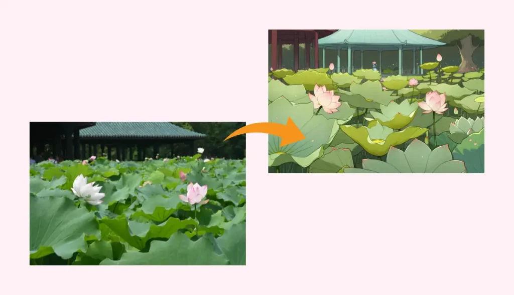 turn landscape into cartoon image with AI Ease’s image to cartoon converter