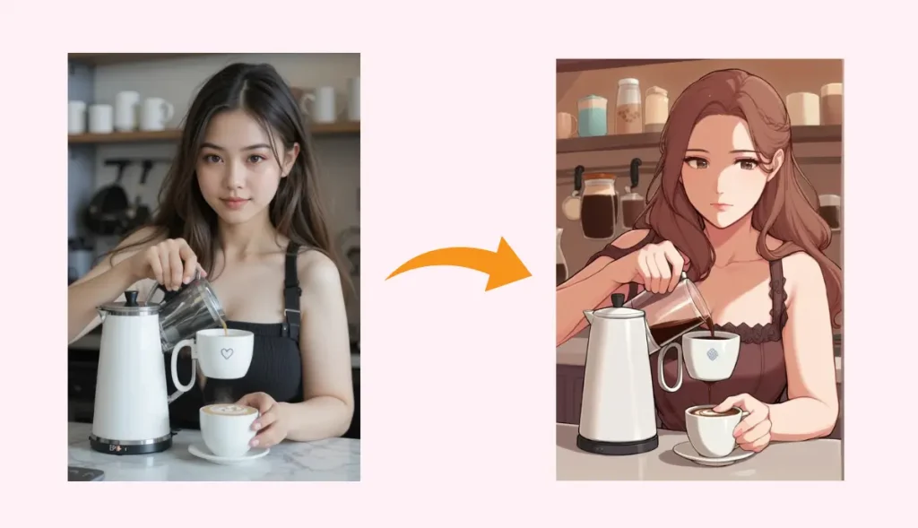 turn portrait into cartoon image with AI Ease’s image to cartoon converter