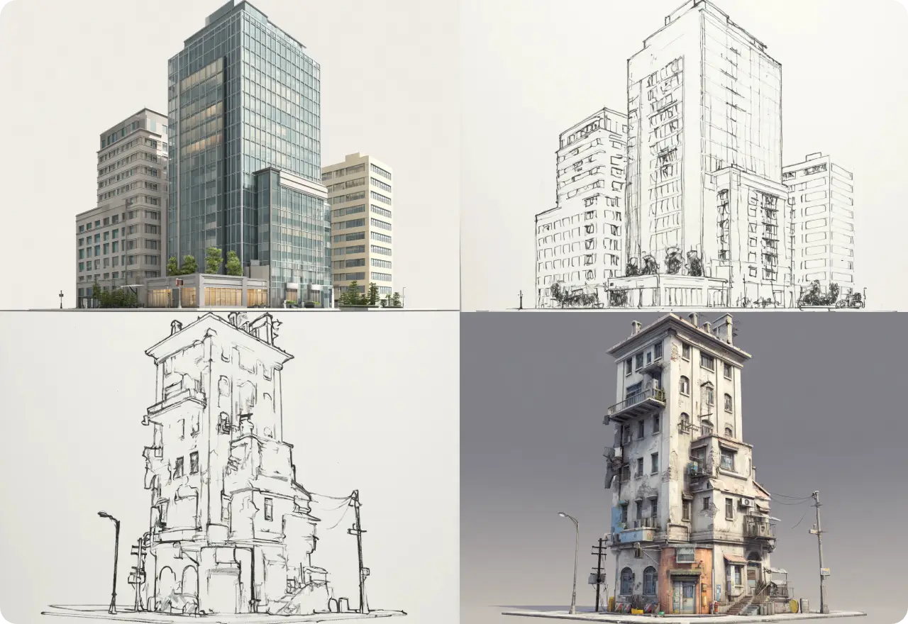 turn two building photos into architecture drawings with ai ease