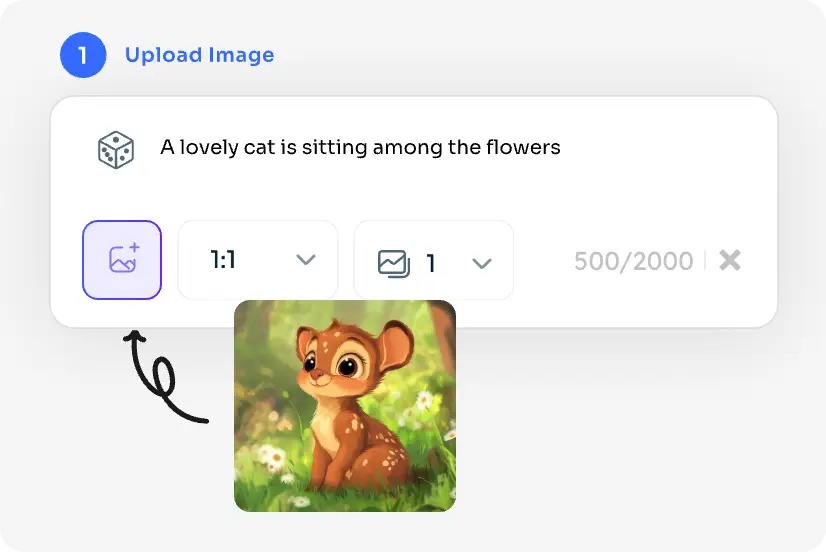 upload a deer image to aiease image to image ai generator and enter a text prompt