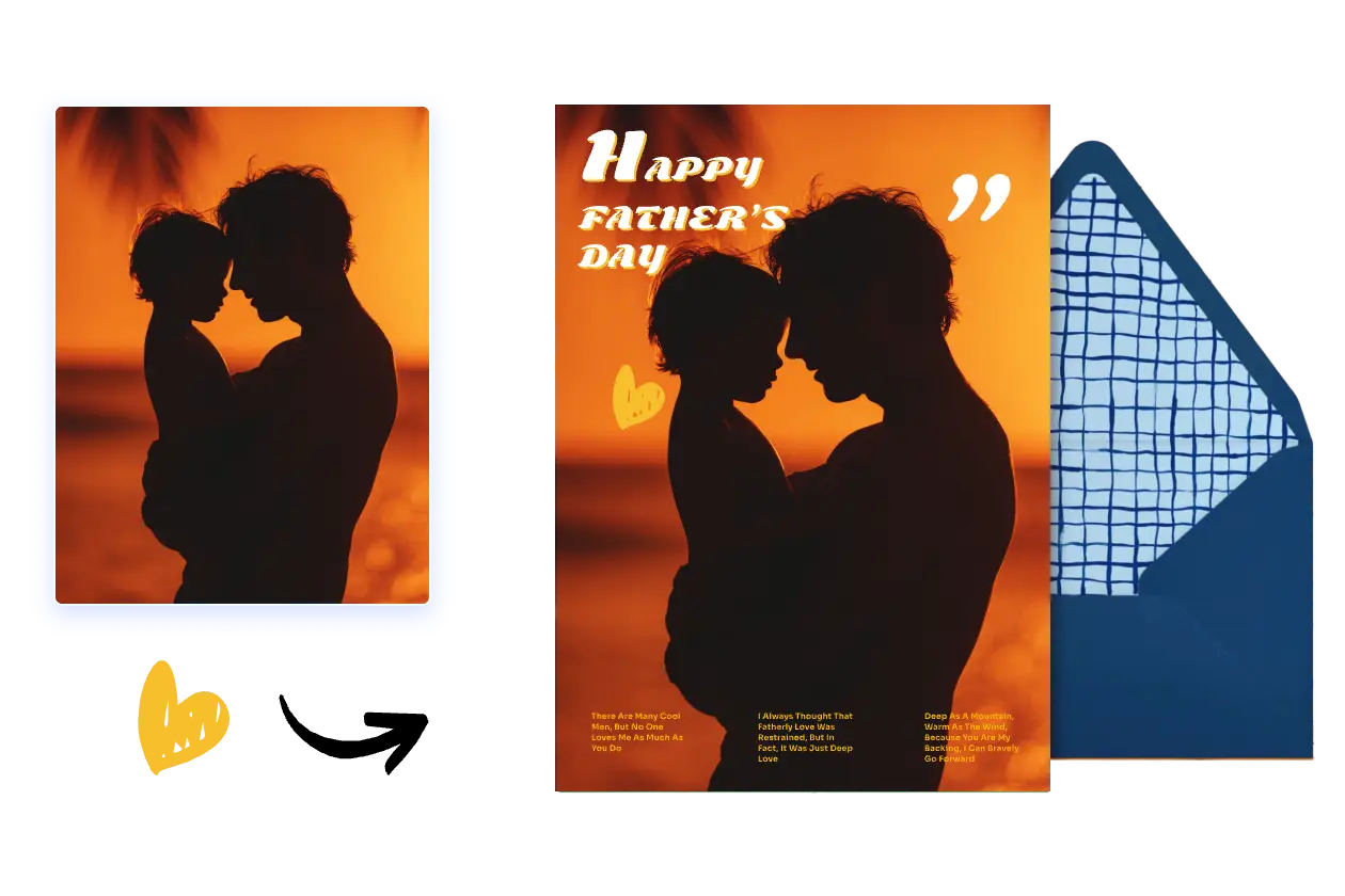 お父さんと一緒に撮った写真をaiにアップロードして、父の日カードを作ろう。