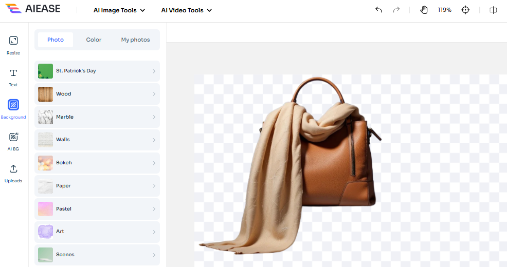 use ai ease to remove the photo background