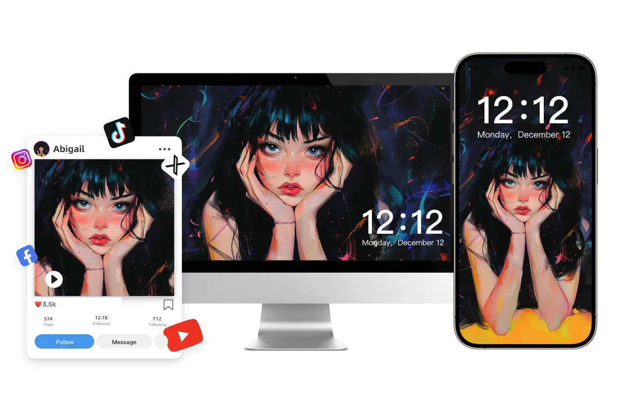 use ai generated girl image as post and wallpapers