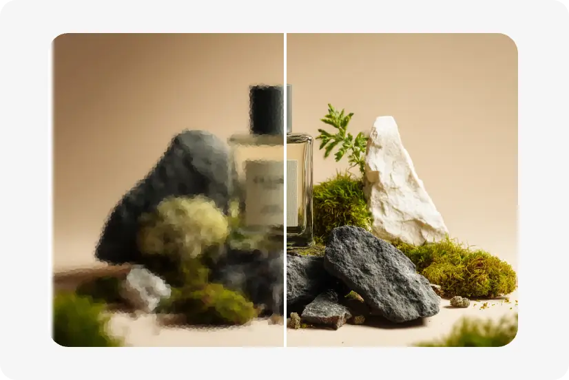 使用 AI 自動解除模糊的產品照片