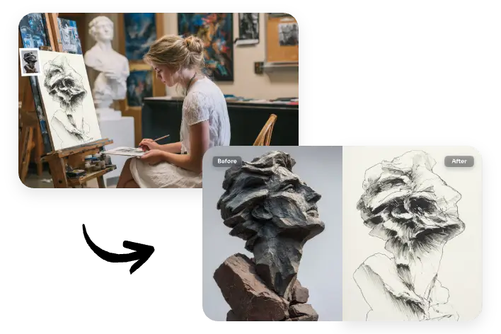 use our photo to sketch tool to create sketching materials for students