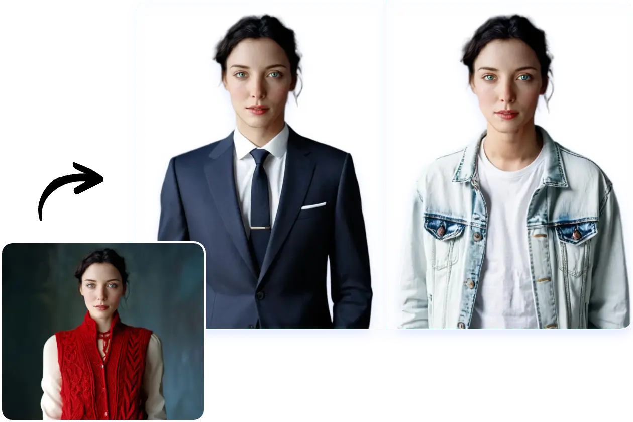 使用 aiease ai 換衣機試穿專業西裝和休閒外套