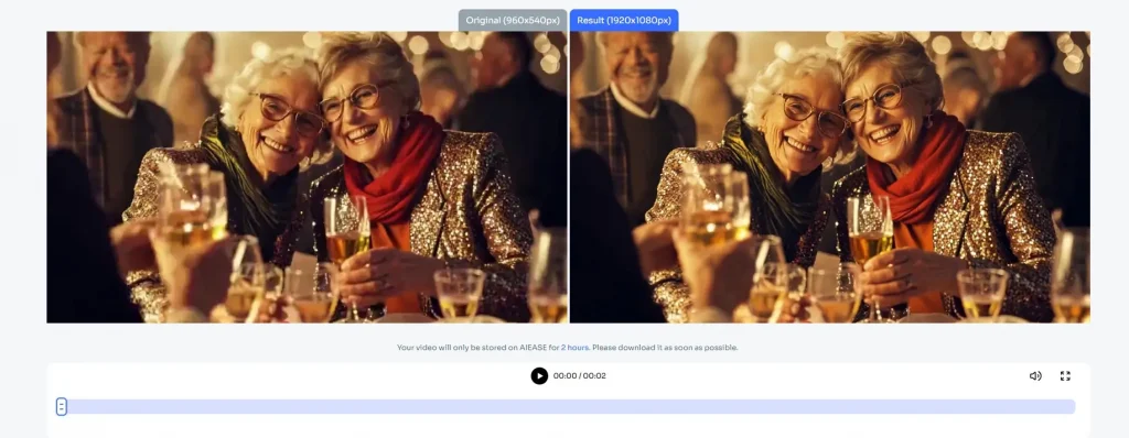 a screenshot of before and after contrast of enhancing two sisters' dinner party