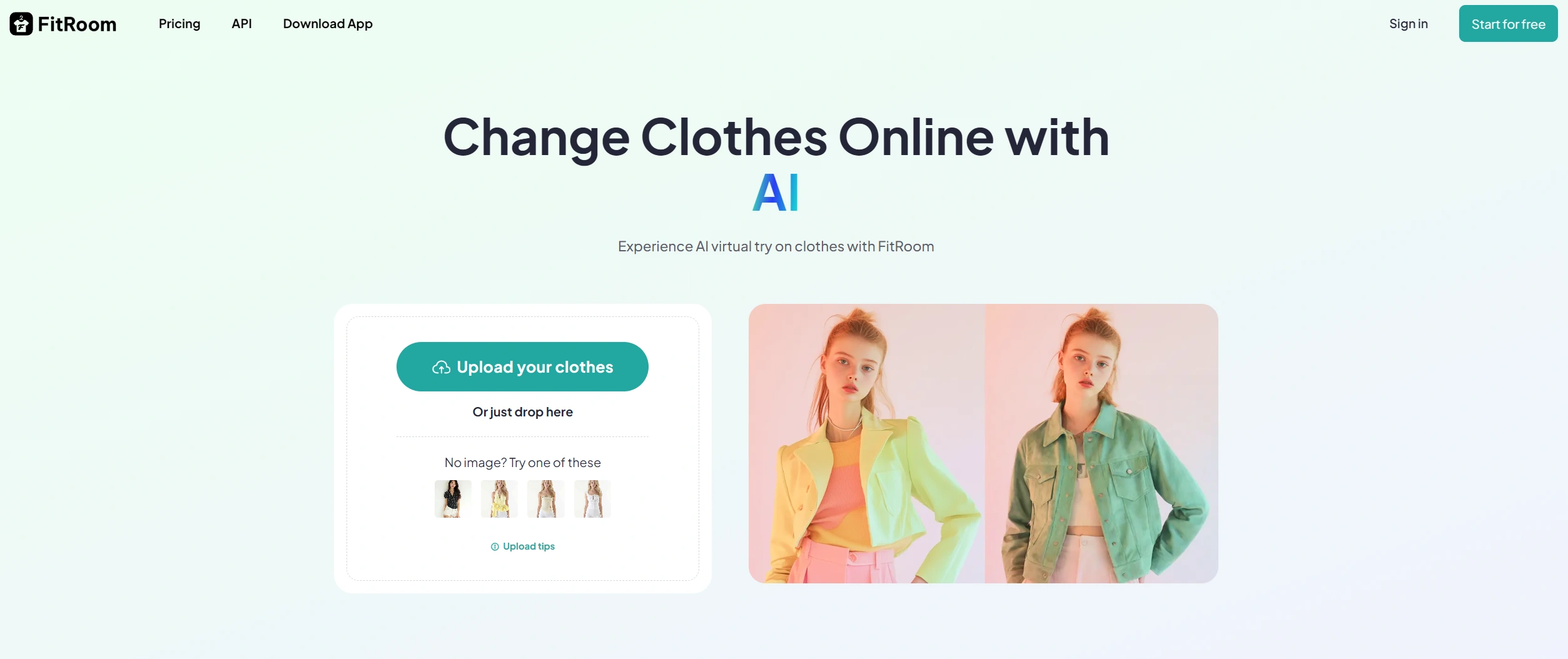 a screenshot of fitroom ai clothes changer interface
