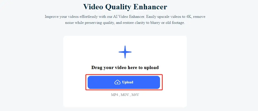a screenshot of uploading your video to AI Ease’s video enhancer
