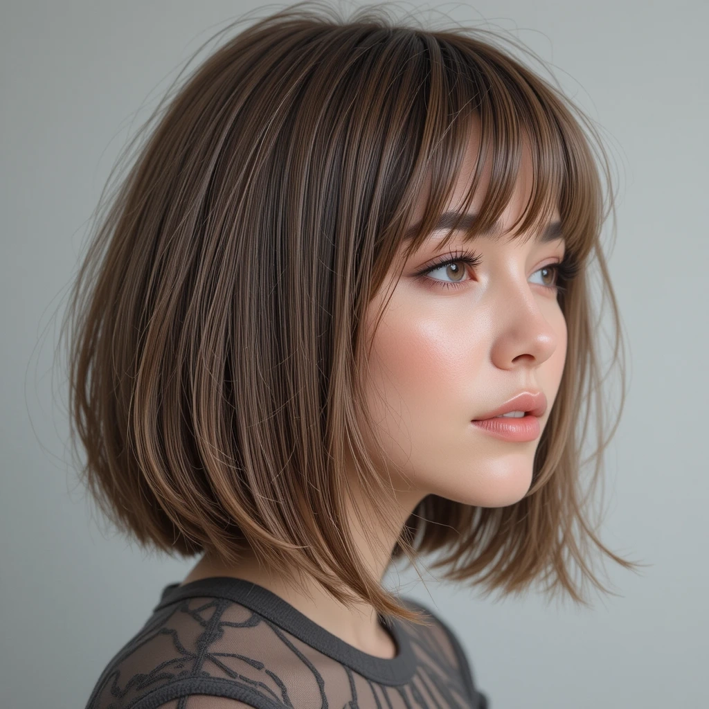 a woman with k-pop bob hairstyle for blackpink concert