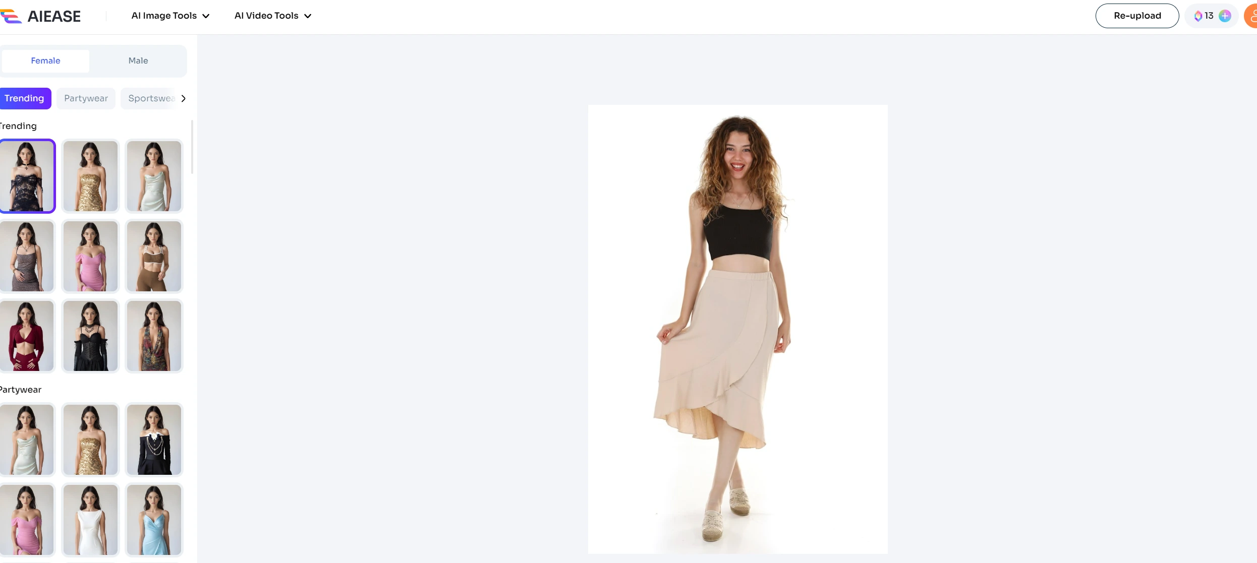 wide collection of clothes templates in ai ease clothes changer for women