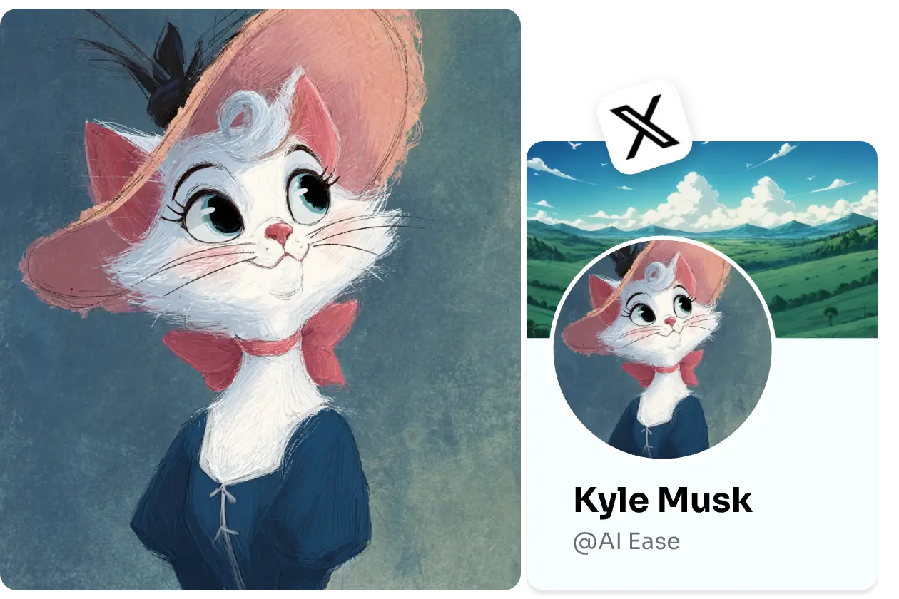 ein Bild einer Perserkatze im Disney-Stil erstellen und als Profil für soziale Medien festlegen