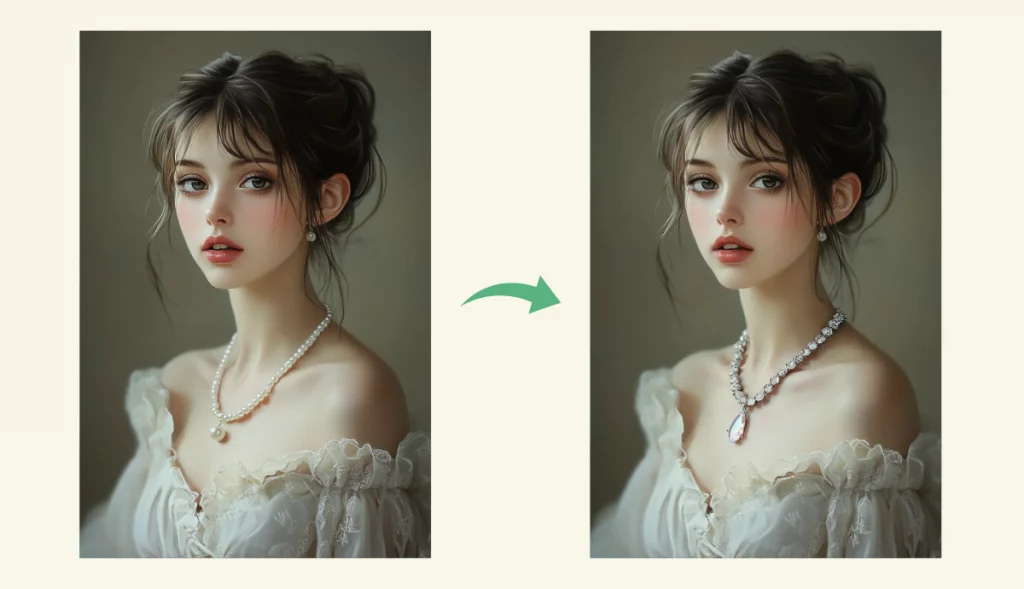 replace pearl necklace to crystal necklace