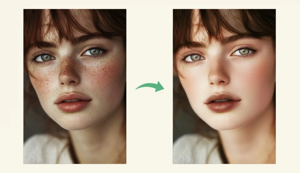 remove freckles from the girl’s face
