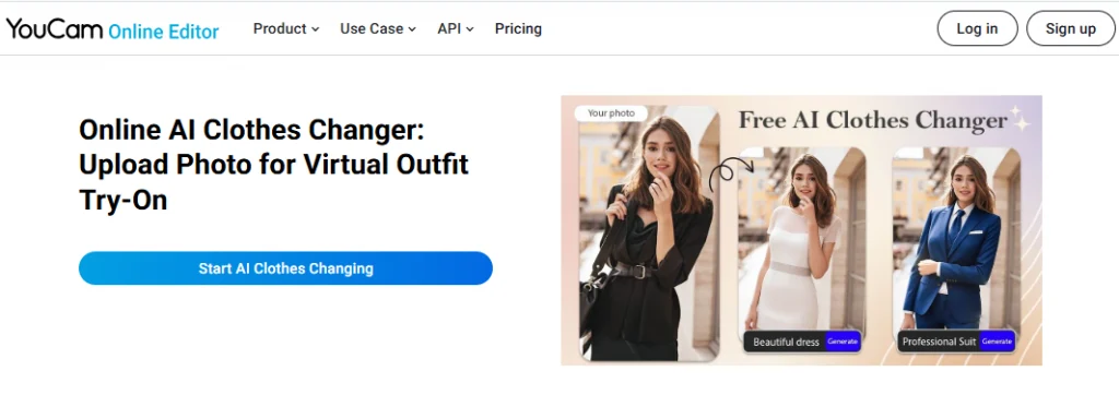screenshot of youcam makeup ai clothes changer app interface