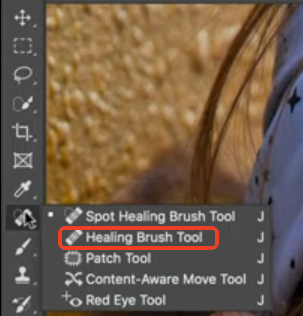 operation screenshot of choosing healing brush tool option