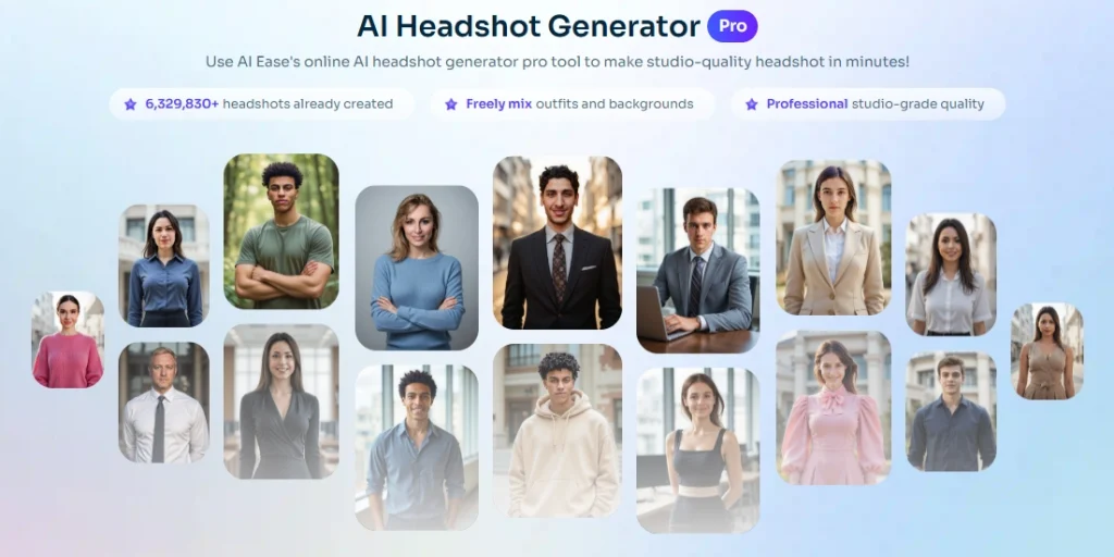 the interface of ai ease ai headshot generator online