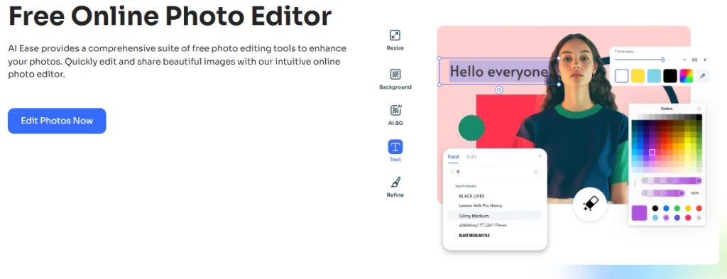 a interface de uma ferramenta de edição de fotografias fácil de utilizar que permite adicionar texto a uma fotografia