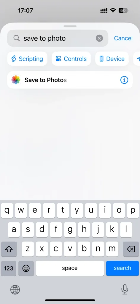 the step of saving to photo to overlay photos on iphone