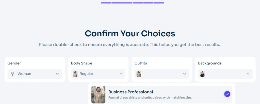 the step to confirm your choices on ai ease