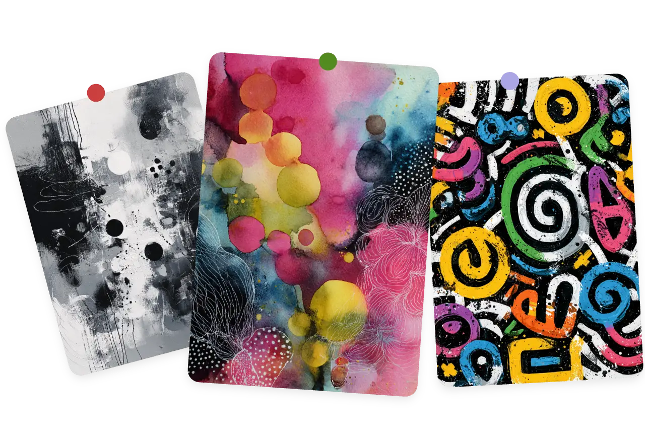three abstract artworks include black and white and colorful made by ai ease ai abstract art generator