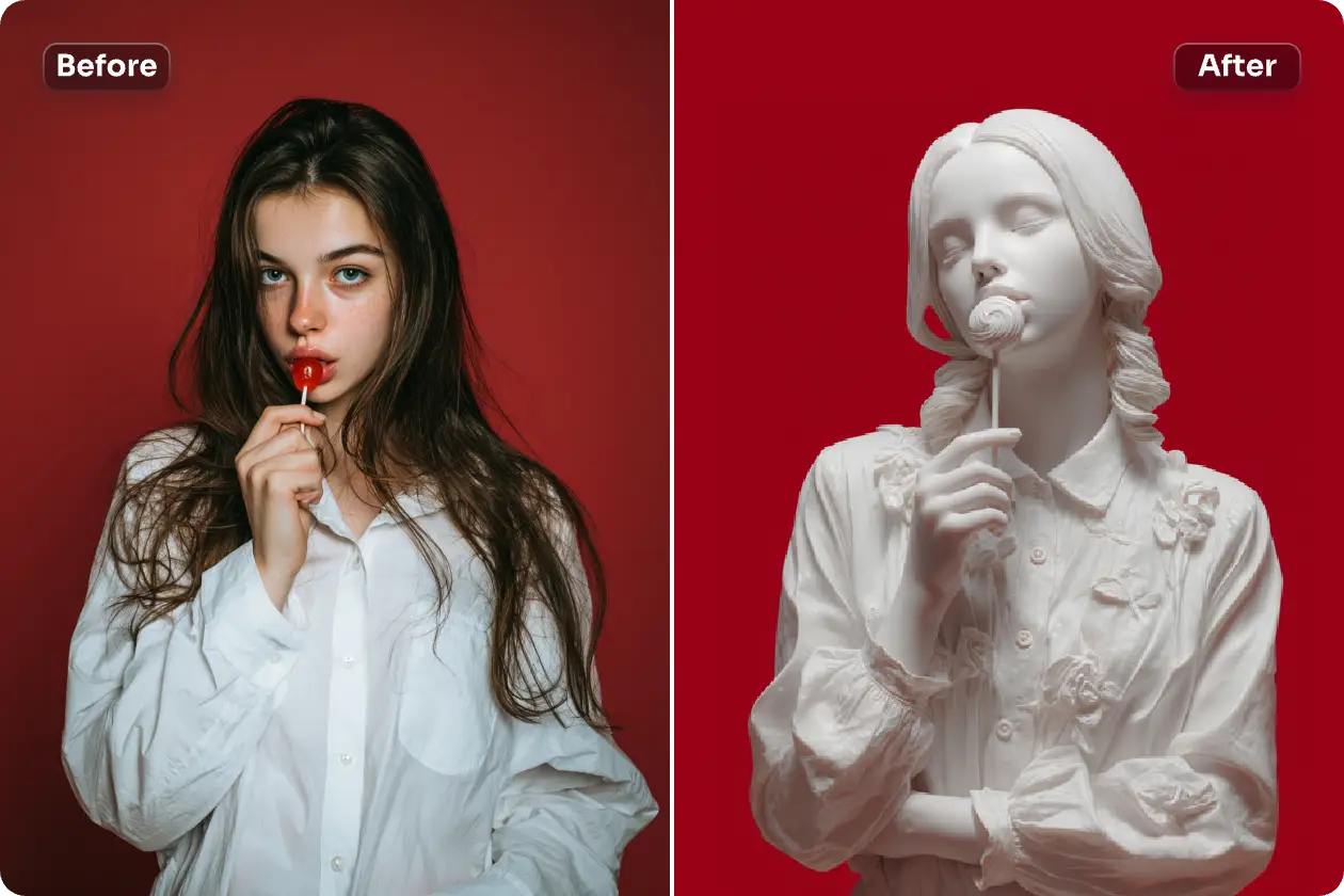 Turn photo into 3D AI statue using AI sculpture generator