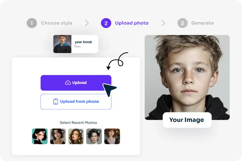 a screenshot of uploading a clear front-facing selfie