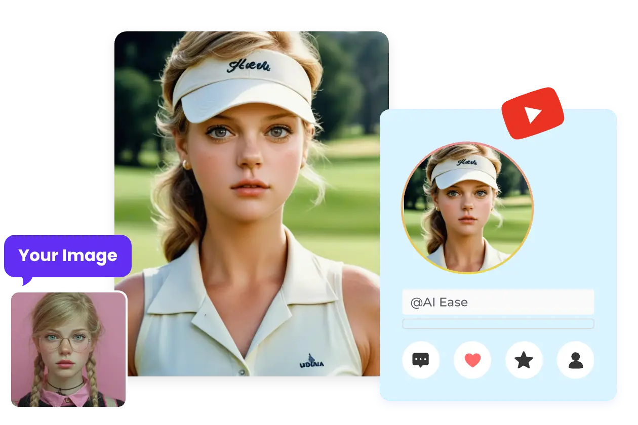 a youtube profile picture generated from a golden twin-tailed girl with AI Ease