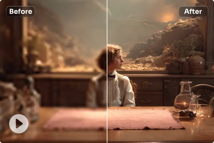 before and after contrast of a nostalgic footage converted to 4K resolution
