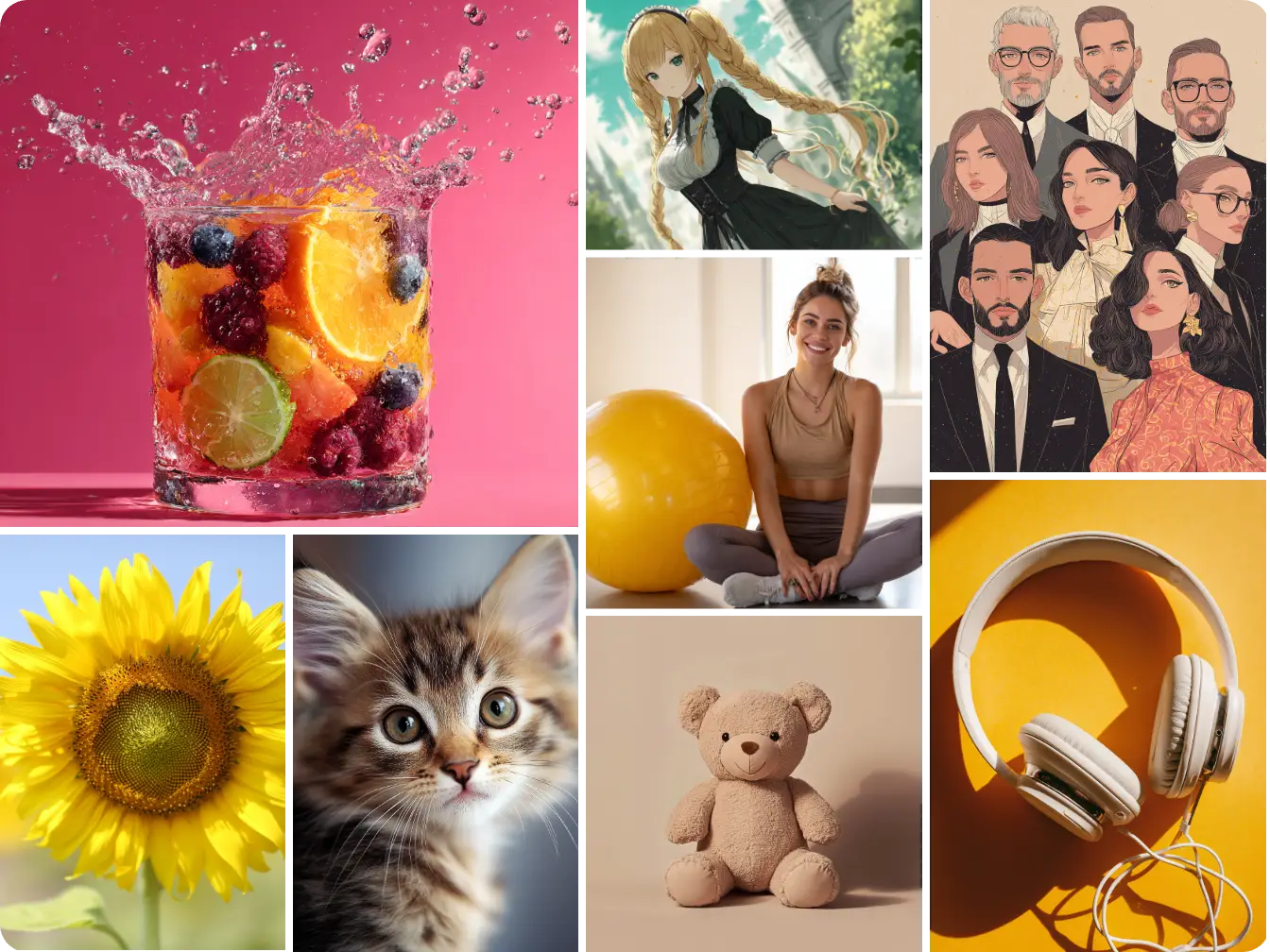 eight ai stock photos generated by AI Ease’s AI stock photo generator