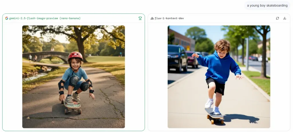 a young boy skateboarding created by nano banana and flux kontext from text