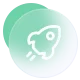 a green icon of rocket