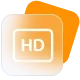an orange color icon of high definition